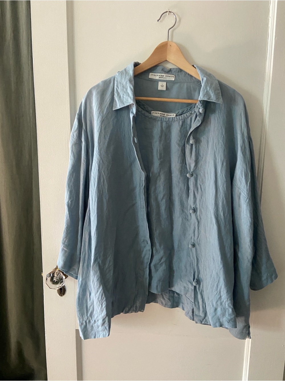 Linen blouse and tank matching set